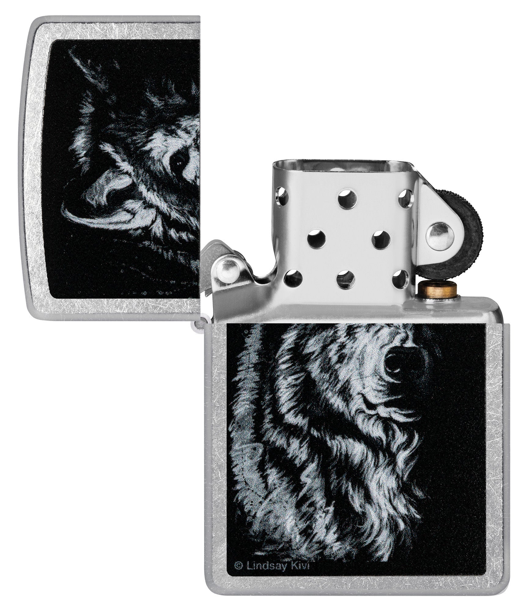 Zippo Lindsay Kivi Shadow Wolf Design Street Chrome Windproof Lighter