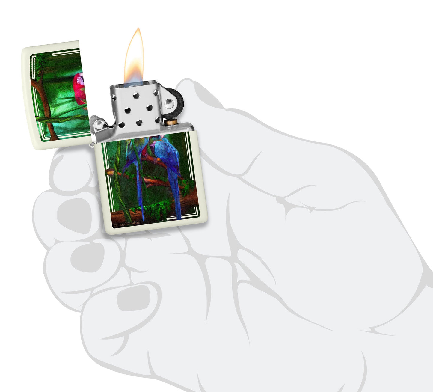 Zippo Carol Cavalaris Jewels of the Jungle Design Glow In The Dark Windproof Lighter