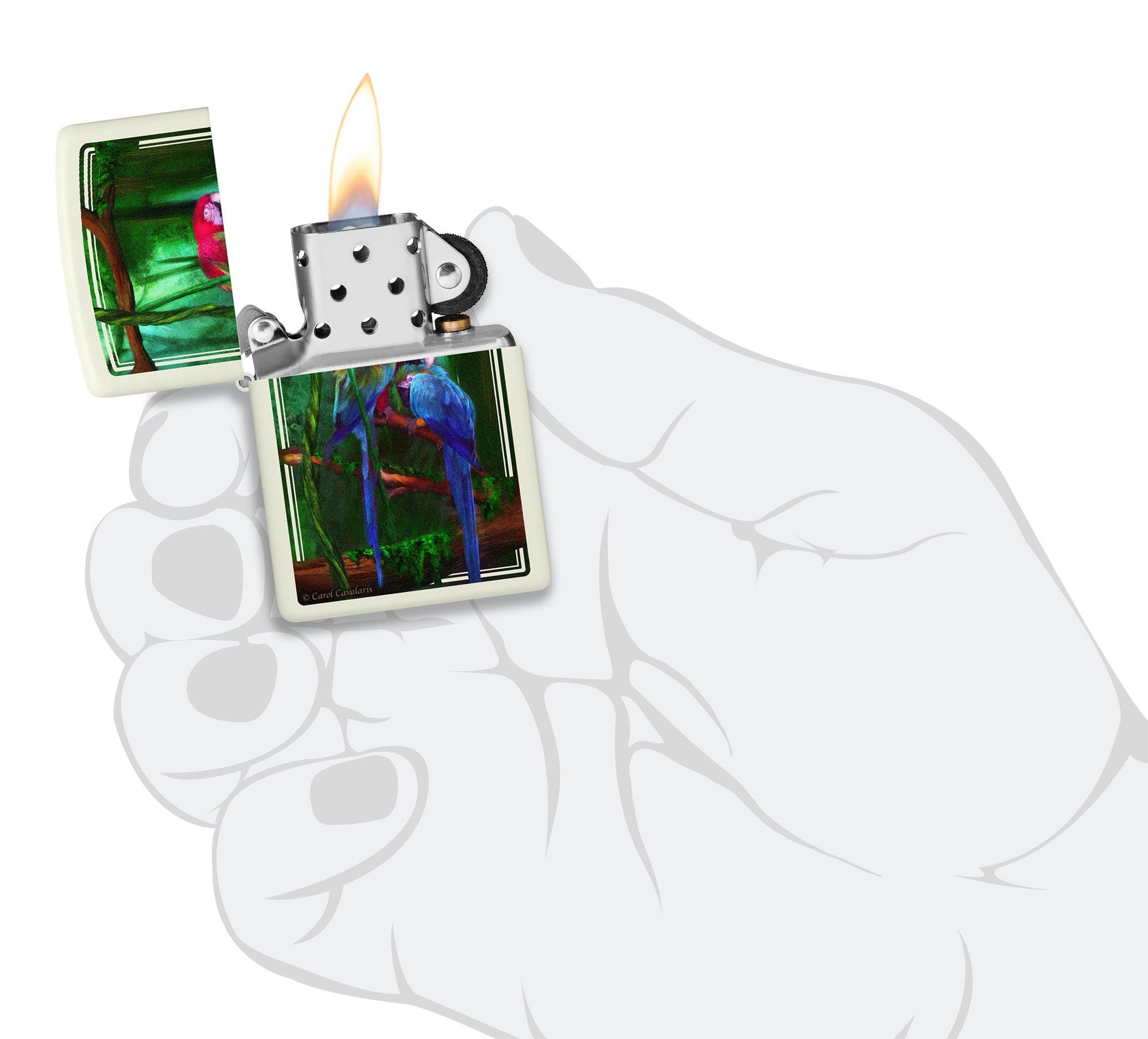 Zippo Carol Cavalaris Jewels of the Jungle Design Glow In The Dark Windproof Lighter
