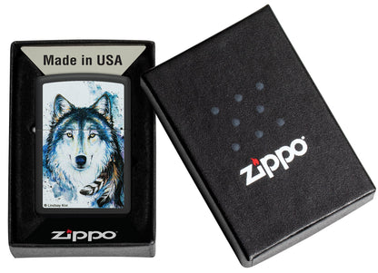 Zippo Lindsay Kivi Good Wolf Design Black Matte Windproof Lighter