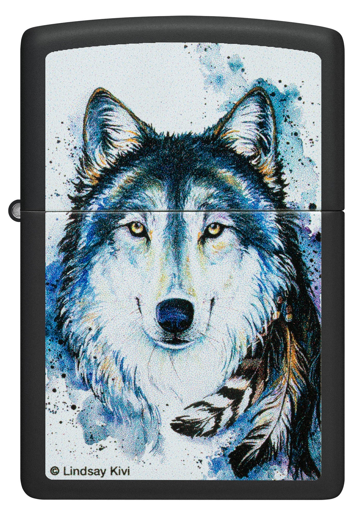 Zippo Lindsay Kivi Good Wolf Design Black Matte Windproof Lighter