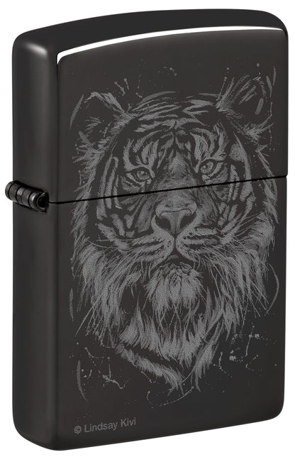 Zippo Lindsay Kivi The Big Cat Design High Polish Black Windproof Lighter