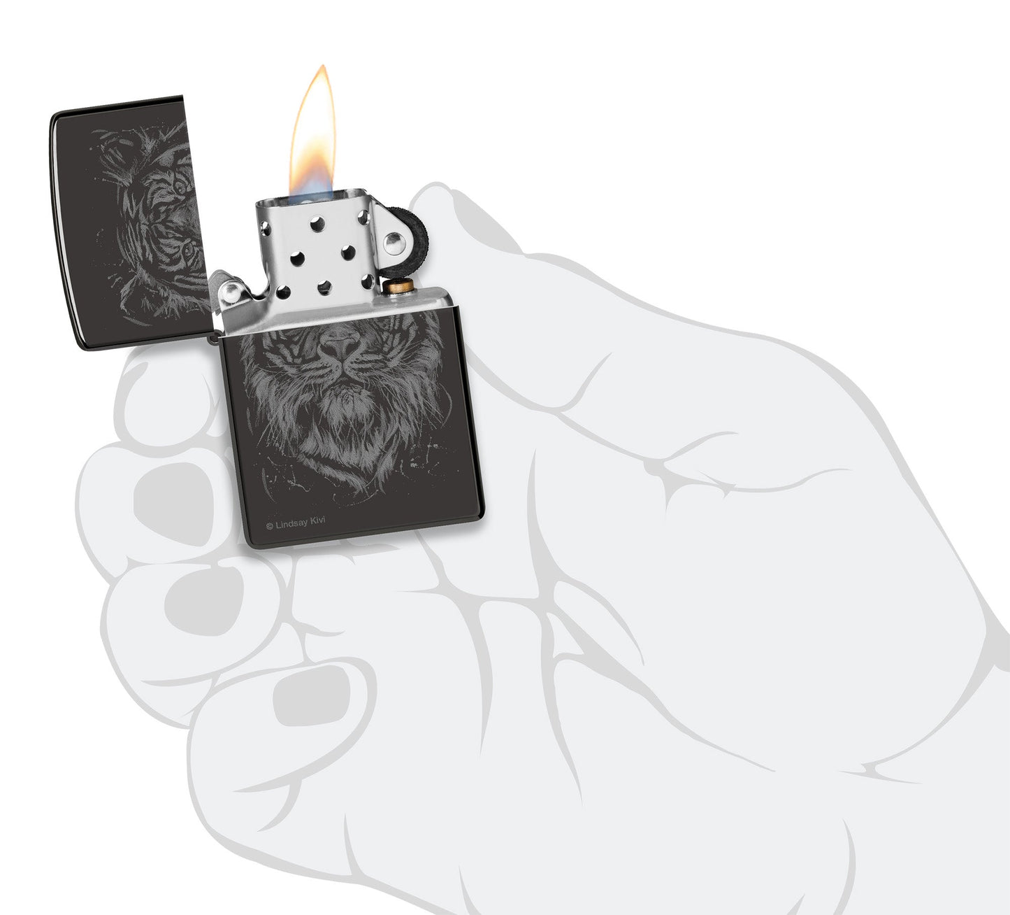 Zippo Lindsay Kivi The Big Cat Design High Polish Black Windproof Lighter