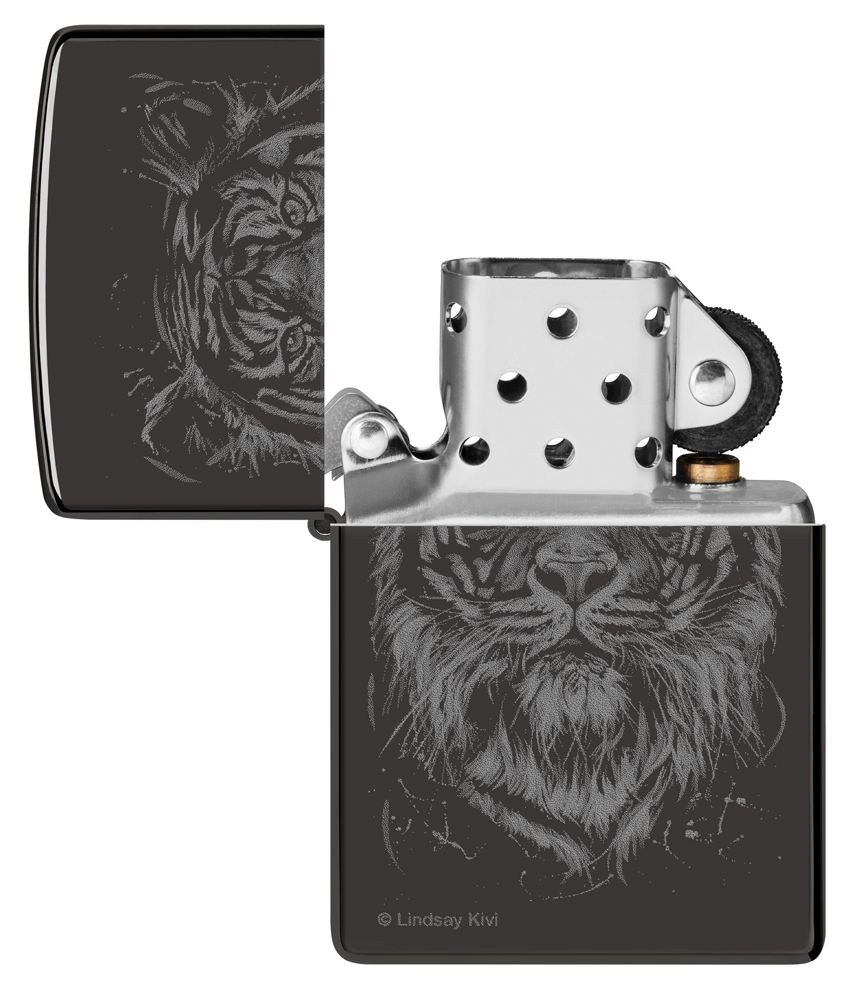 Zippo Lindsay Kivi The Big Cat Design High Polish Black Windproof Lighter