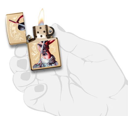 Zippo Mazzi® Dragon Warrior Design High Polish Brass Windproof Lighter