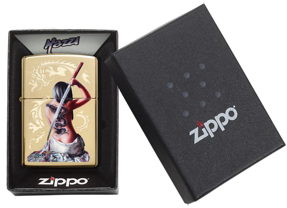 Zippo Mazzi® Dragon Warrior Design High Polish Brass Windproof Lighter