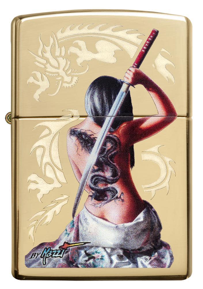 Zippo Mazzi® Dragon Warrior Design High Polish Brass Windproof Lighter