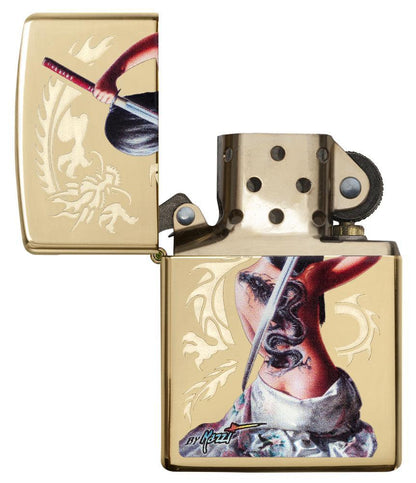 Zippo Mazzi® Dragon Warrior Design High Polish Brass Windproof Lighter