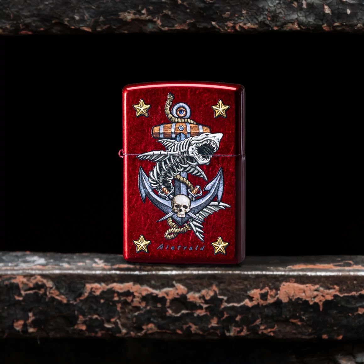 Zippo Rietveld Anchor Design Candy Apple Red Windproof Lighter