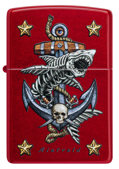 Zippo Rietveld Anchor Design Candy Apple Red Windproof Lighter