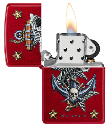 Zippo Rietveld Anchor Design Candy Apple Red Windproof Lighter