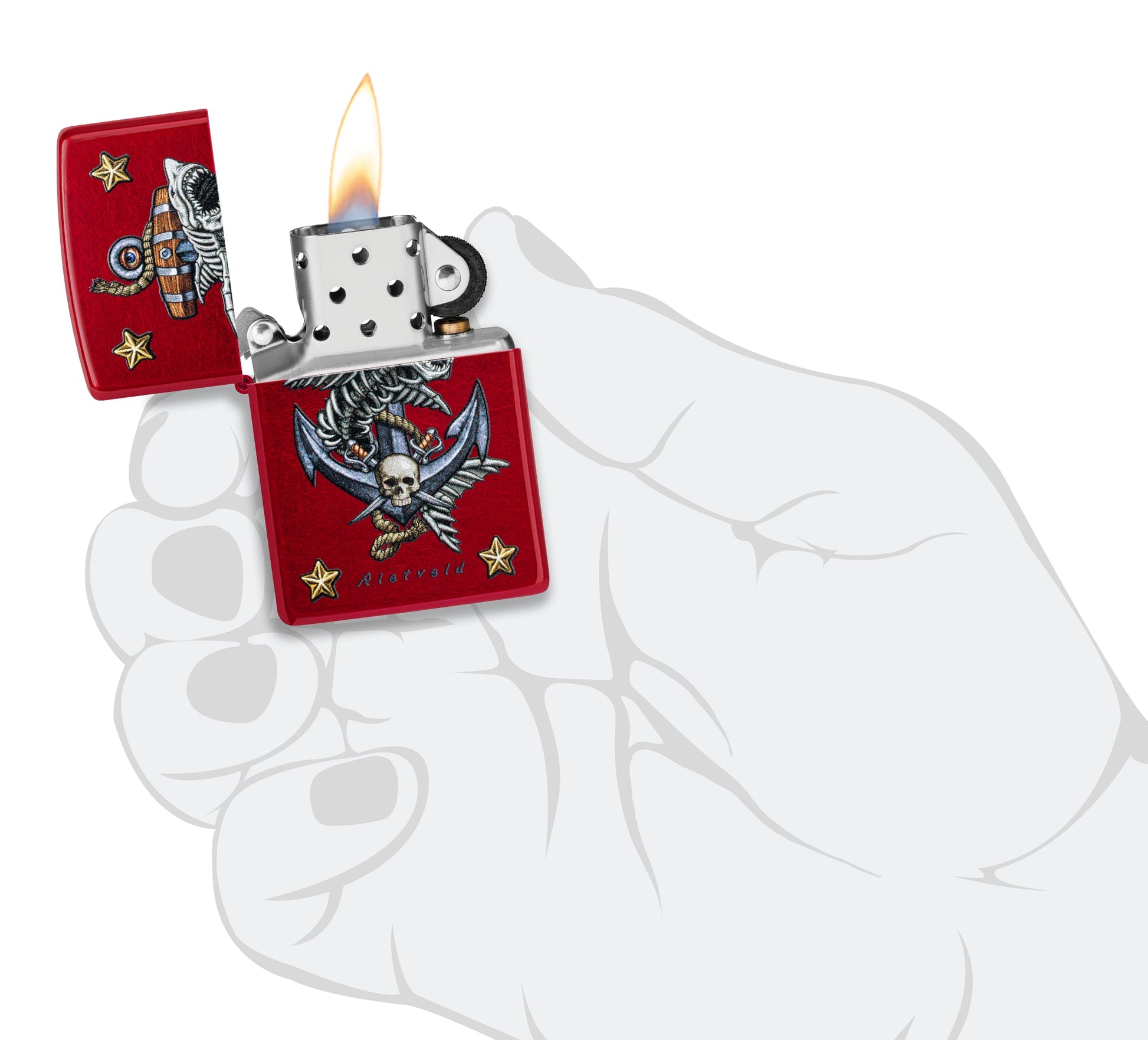 Zippo Rietveld Anchor Design Candy Apple Red Windproof Lighter