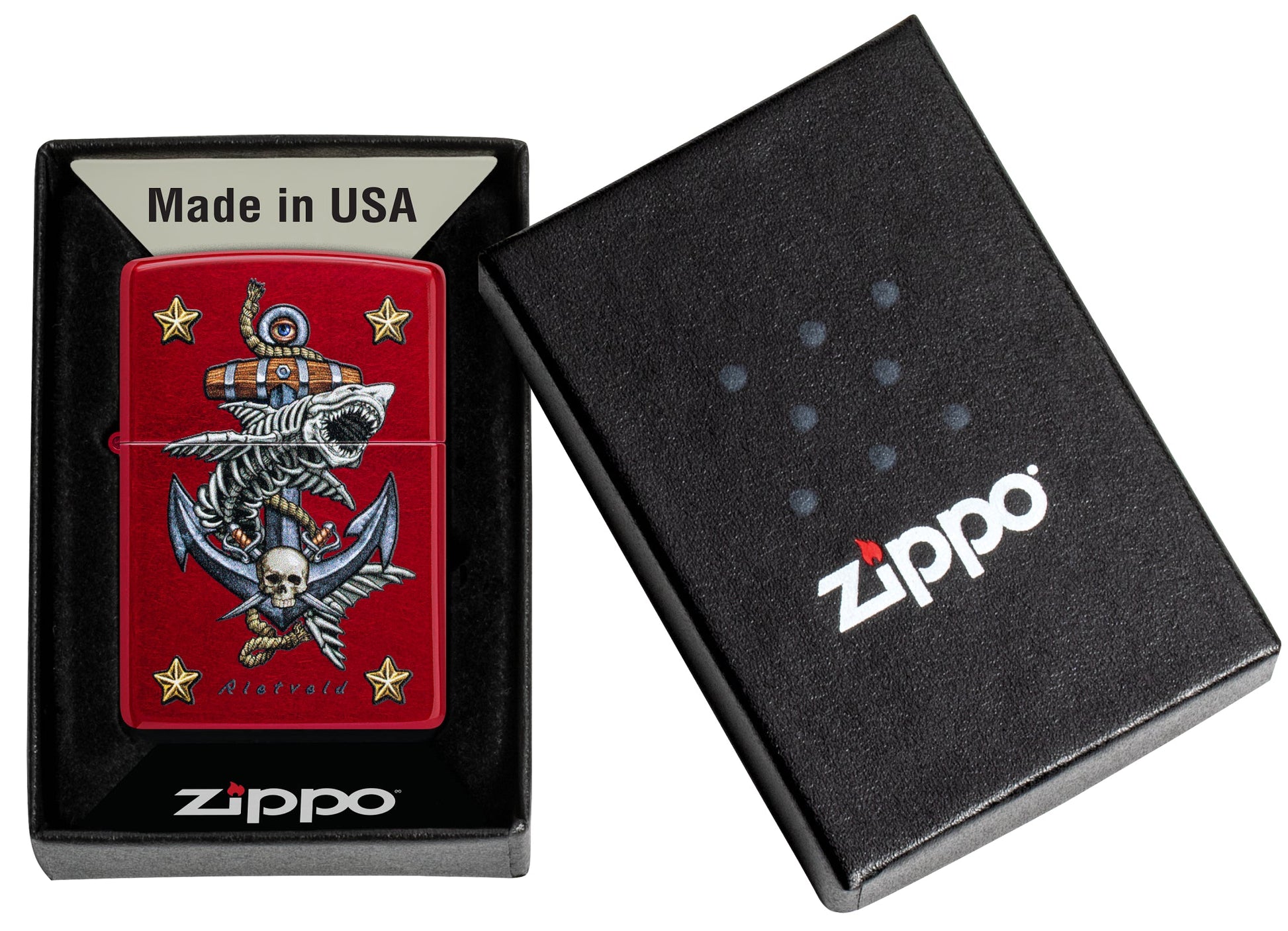 Zippo Rietveld Anchor Design Candy Apple Red Windproof Lighter