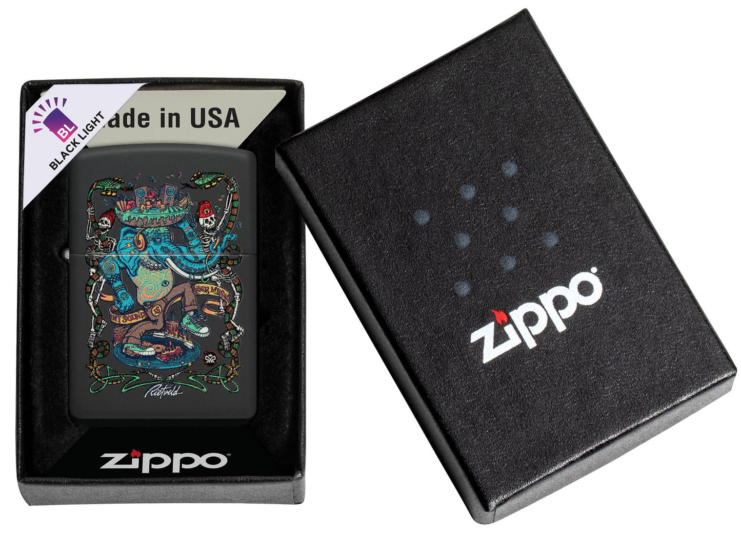 Zippo Rietveld Dance Party Design Black Matte Windproof Lighter