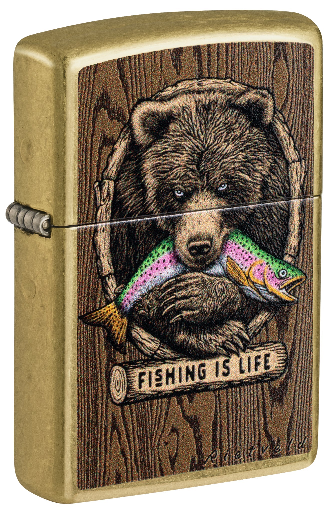 Zippo Rietveld Fishing is Life Design Street Brass Windproof Lighter