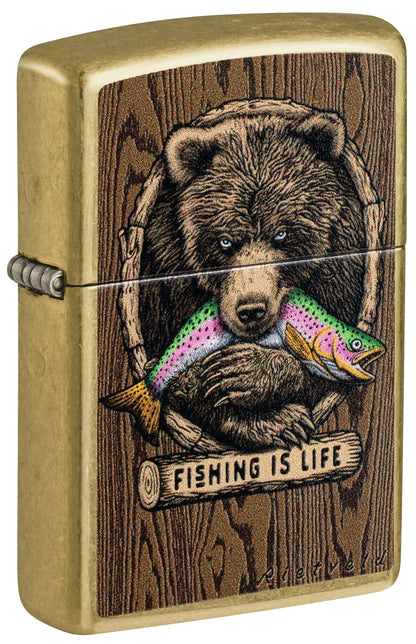 Zippo Rietveld Fishing is Life Design Street Brass Windproof Lighter