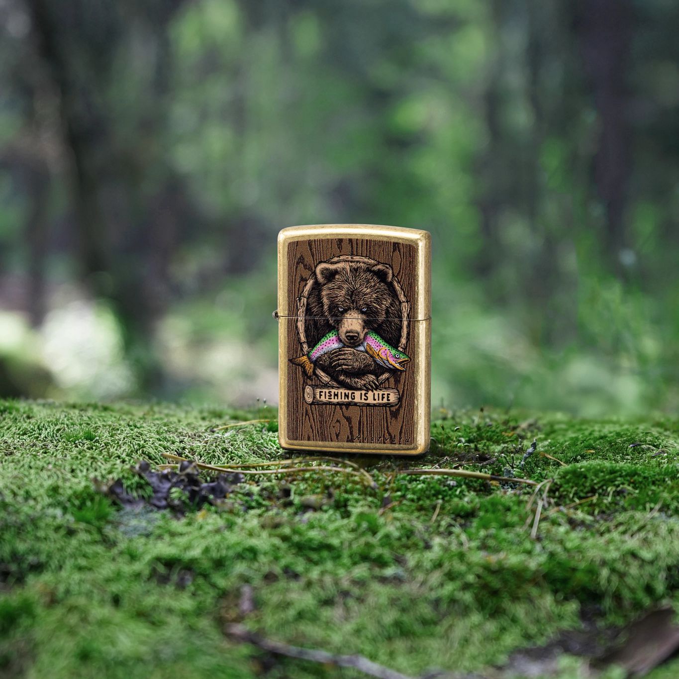 Zippo Rietveld Fishing is Life Design Street Brass Windproof Lighter