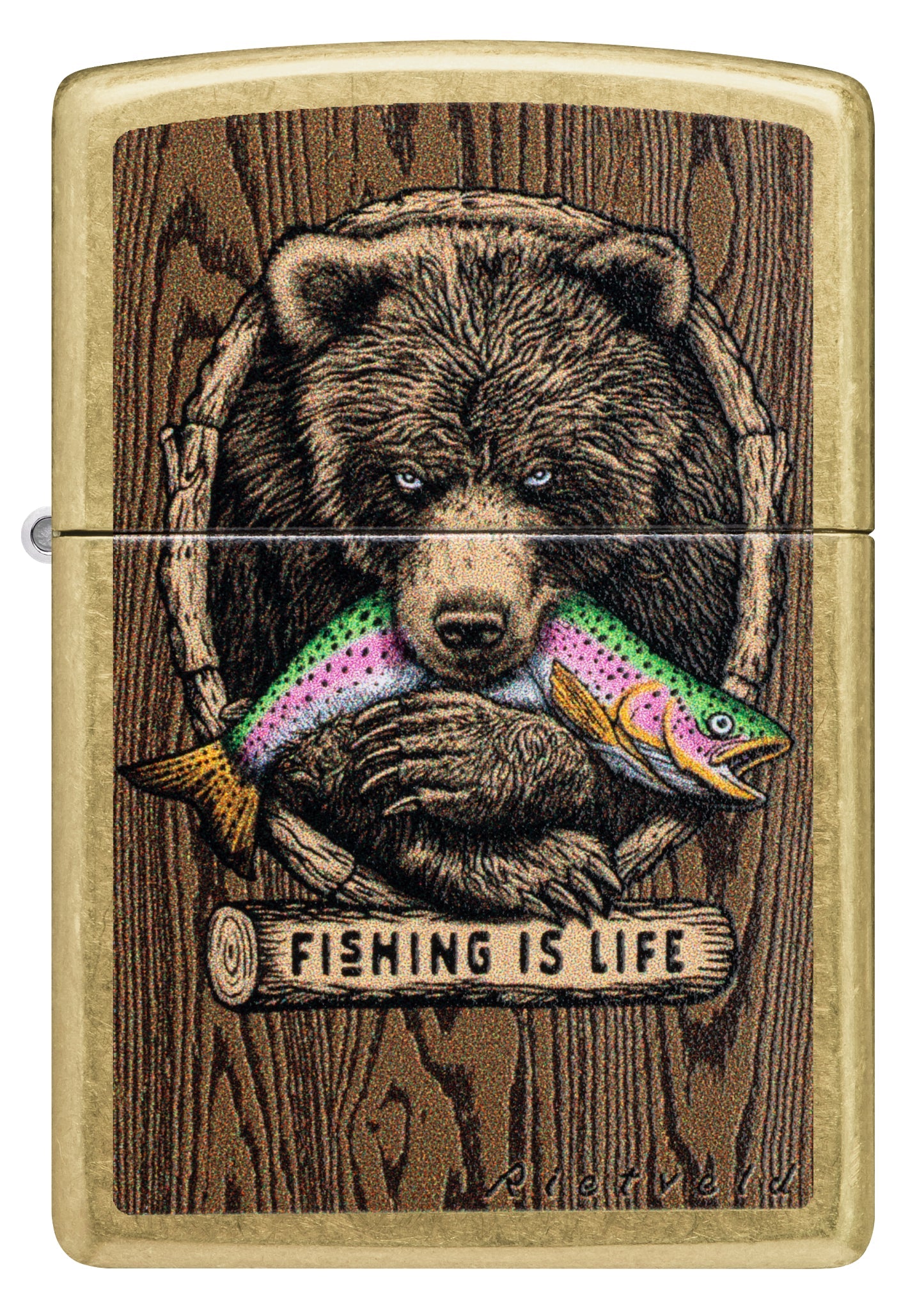 Zippo Rietveld Fishing is Life Design Street Brass Windproof Lighter