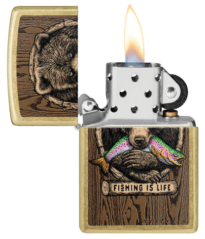 Zippo Rietveld Fishing is Life Design Street Brass Windproof Lighter