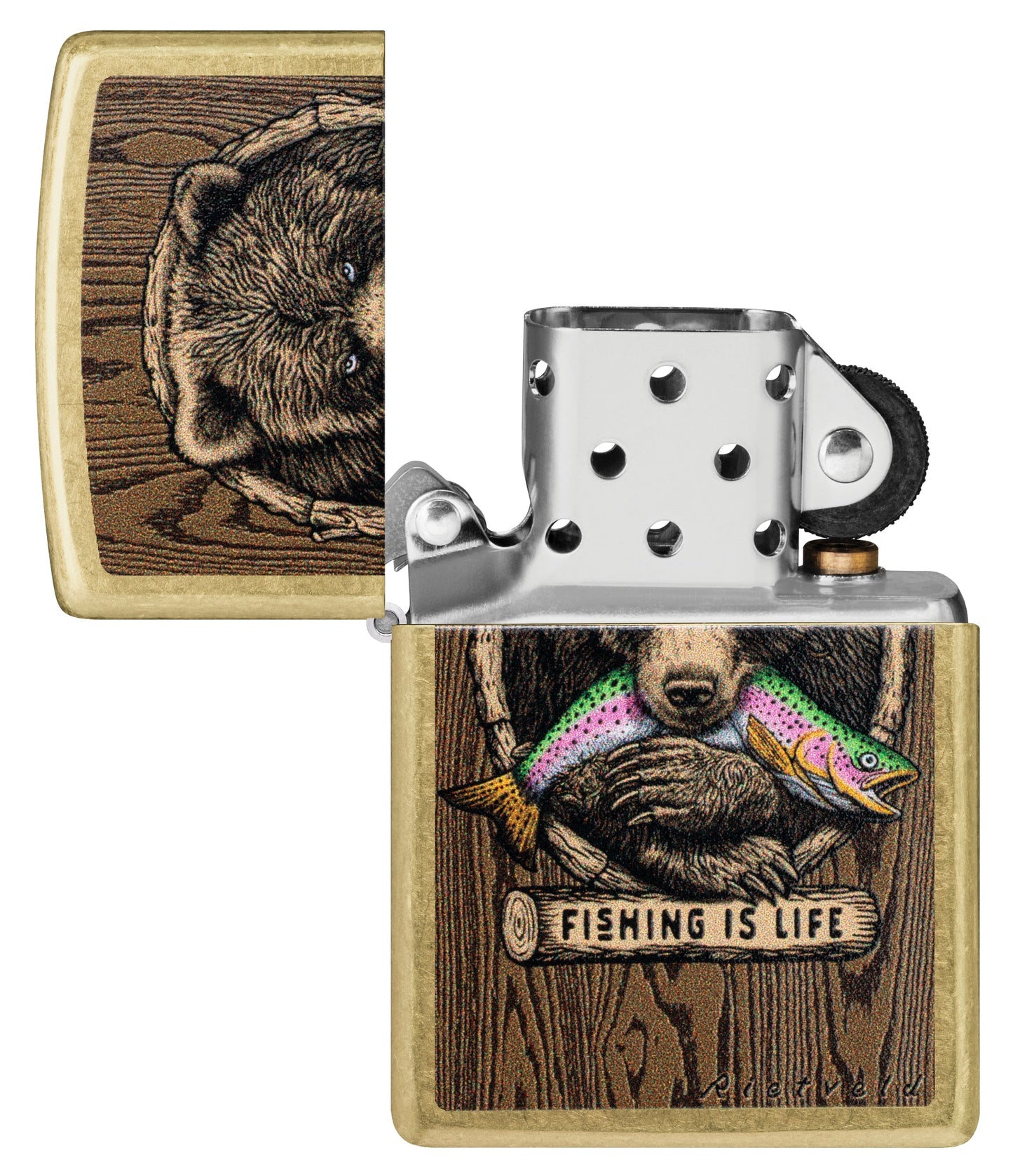 Zippo Rietveld Fishing is Life Design Street Brass Windproof Lighter