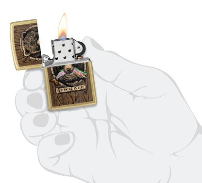 Zippo Rietveld Fishing is Life Design Street Brass Windproof Lighter