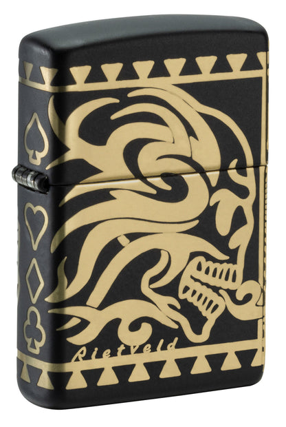 Zippo Rietveld Tribal Skull Design Black Matte Windproof Lighter
