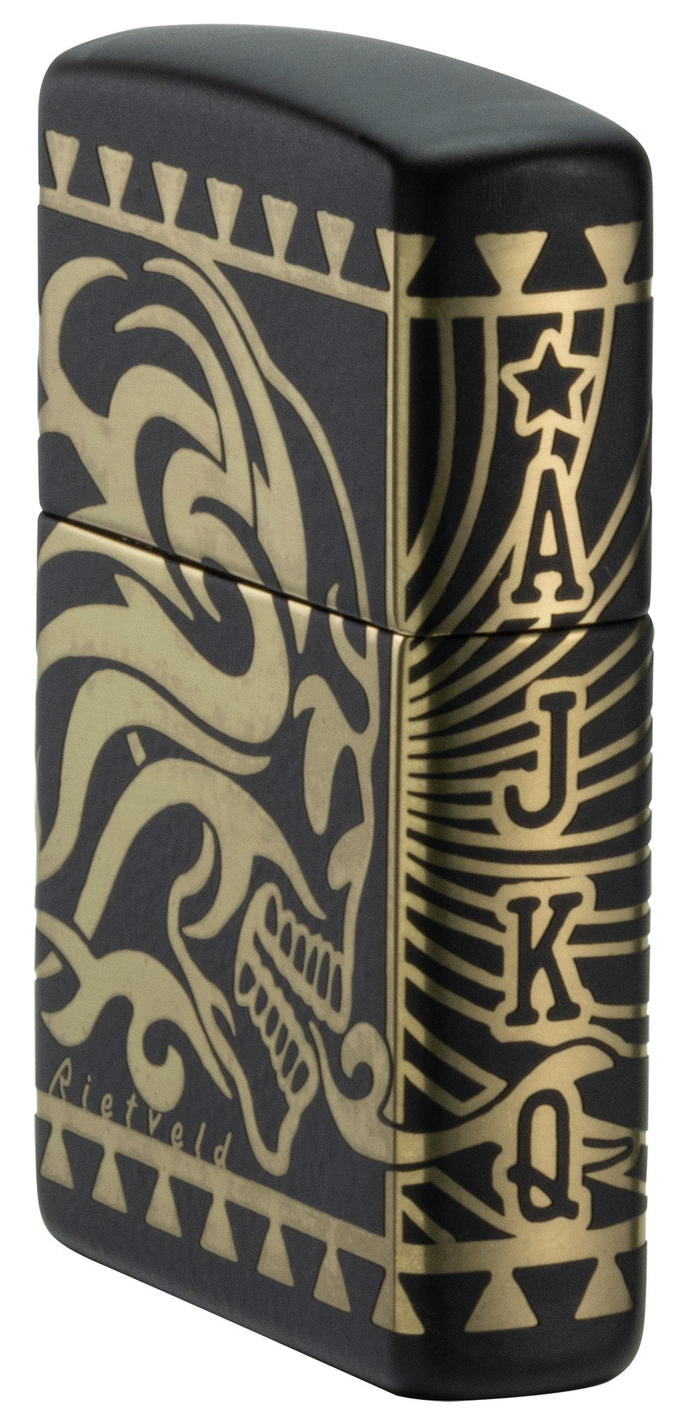 Zippo Rietveld Tribal Skull Design Black Matte Windproof Lighter