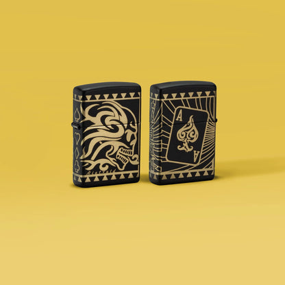 Zippo Rietveld Tribal Skull Design Black Matte Windproof Lighter
