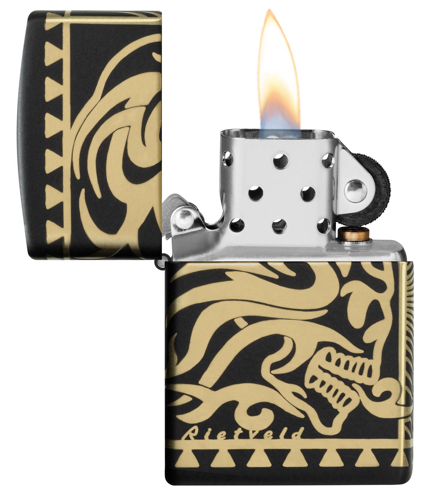 Zippo Rietveld Tribal Skull Design Black Matte Windproof Lighter