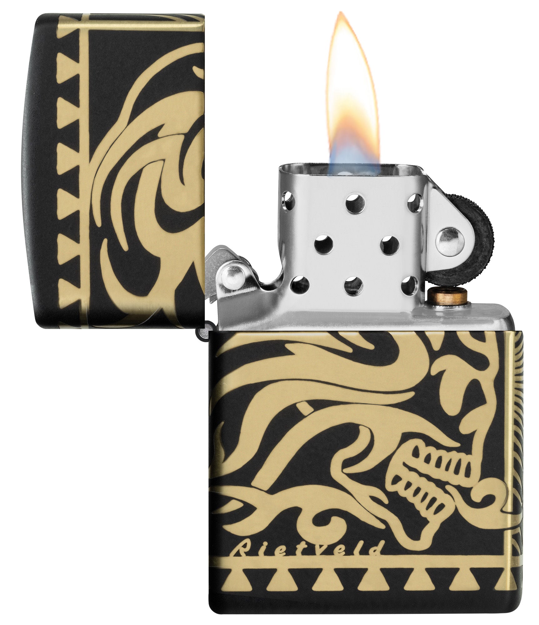 Zippo Rietveld Tribal Skull Design Black Matte Windproof Lighter