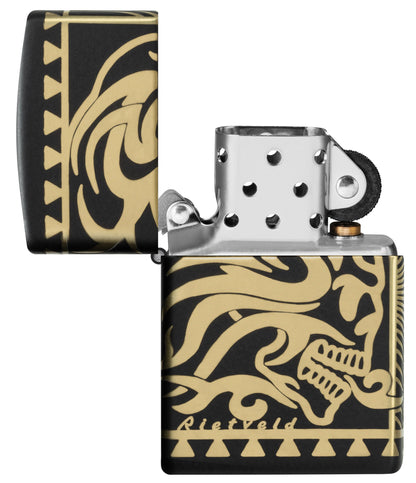 Zippo Rietveld Tribal Skull Design Black Matte Windproof Lighter