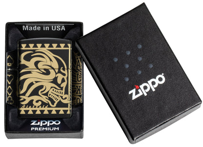 Zippo Rietveld Tribal Skull Design Black Matte Windproof Lighter