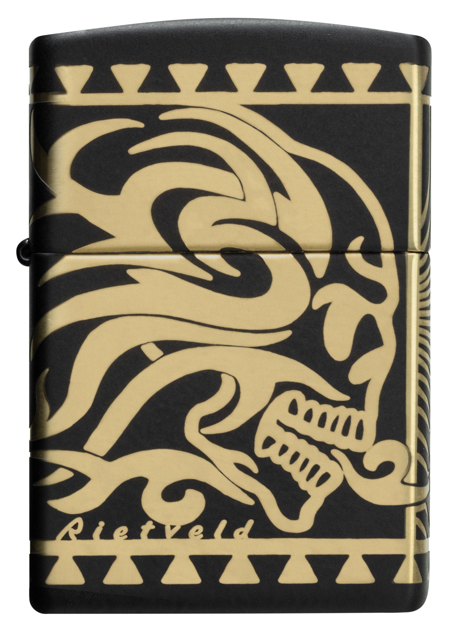 Zippo Rietveld Tribal Skull Design Black Matte Windproof Lighter