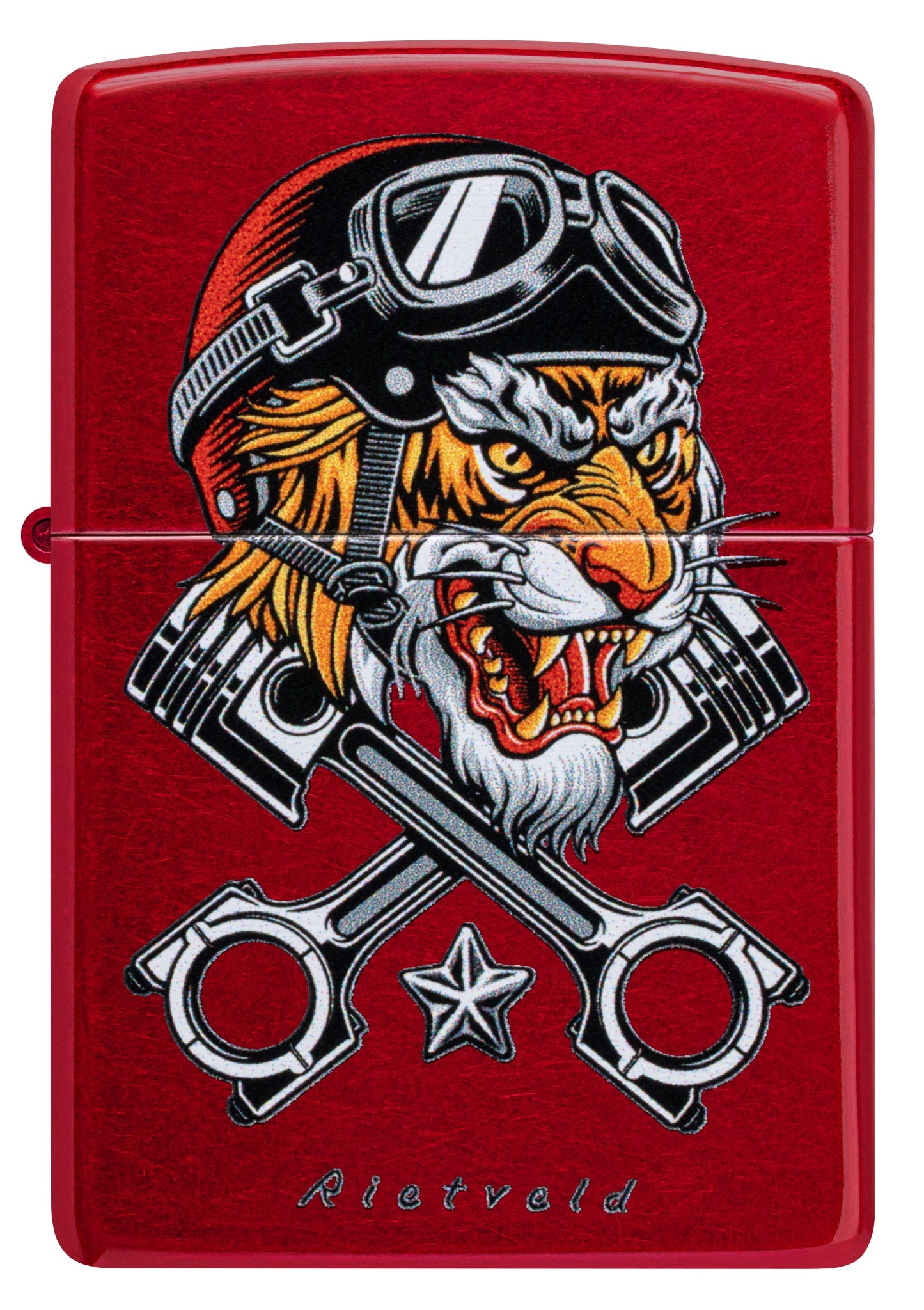 Zippo Rietveld Tiger Design Candy Apple Red Windproof Lighter