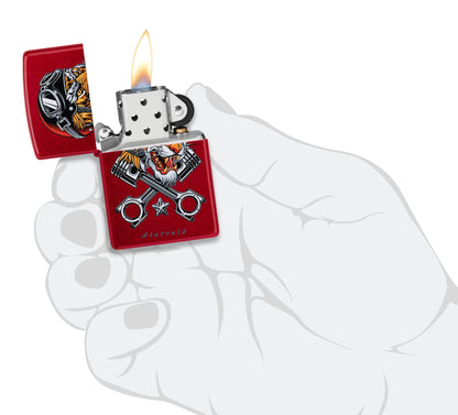 Zippo Rietveld Tiger Design Candy Apple Red Windproof Lighter