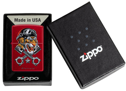 Zippo Rietveld Tiger Design Candy Apple Red Windproof Lighter