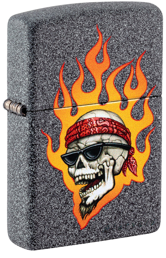 Zippo Rietveld Flaming Skull Design Iron Stone Windproof Lighter