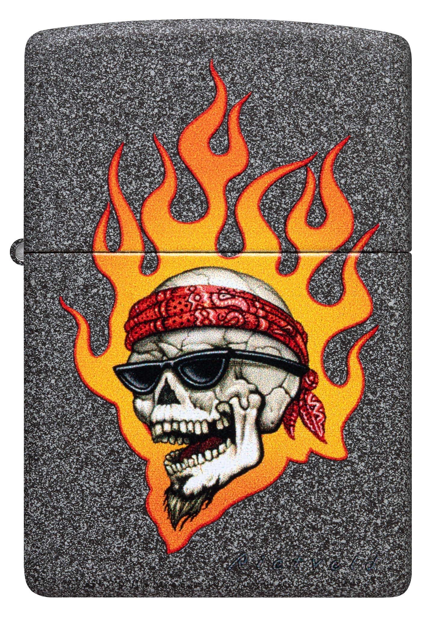 Zippo Rietveld Flaming Skull Design Iron Stone Windproof Lighter