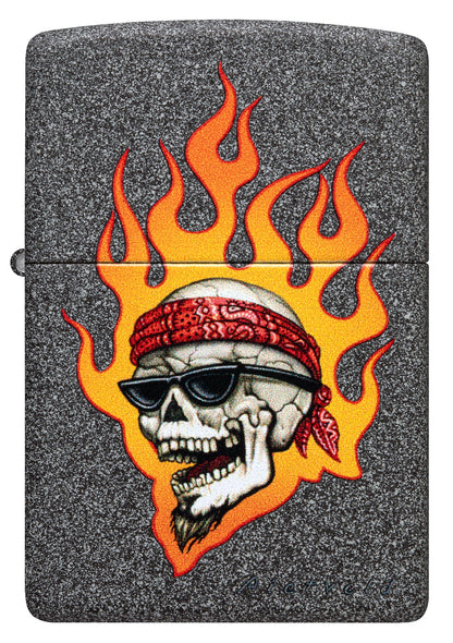 Zippo Rietveld Flaming Skull Design Iron Stone Windproof Lighter