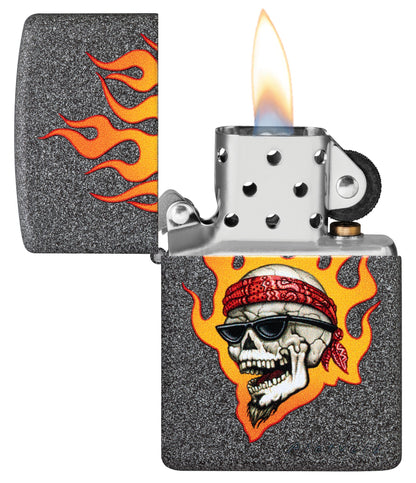 Zippo Rietveld Flaming Skull Design Iron Stone Windproof Lighter