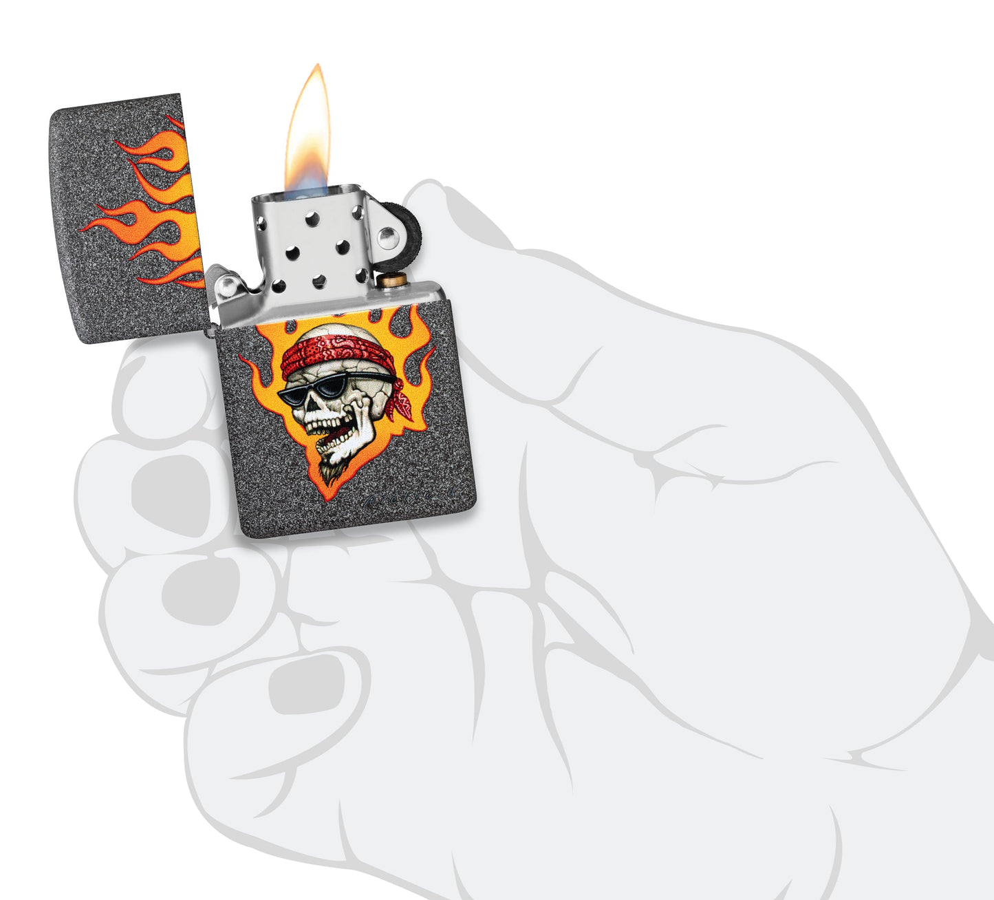 Zippo Rietveld Flaming Skull Design Iron Stone Windproof Lighter