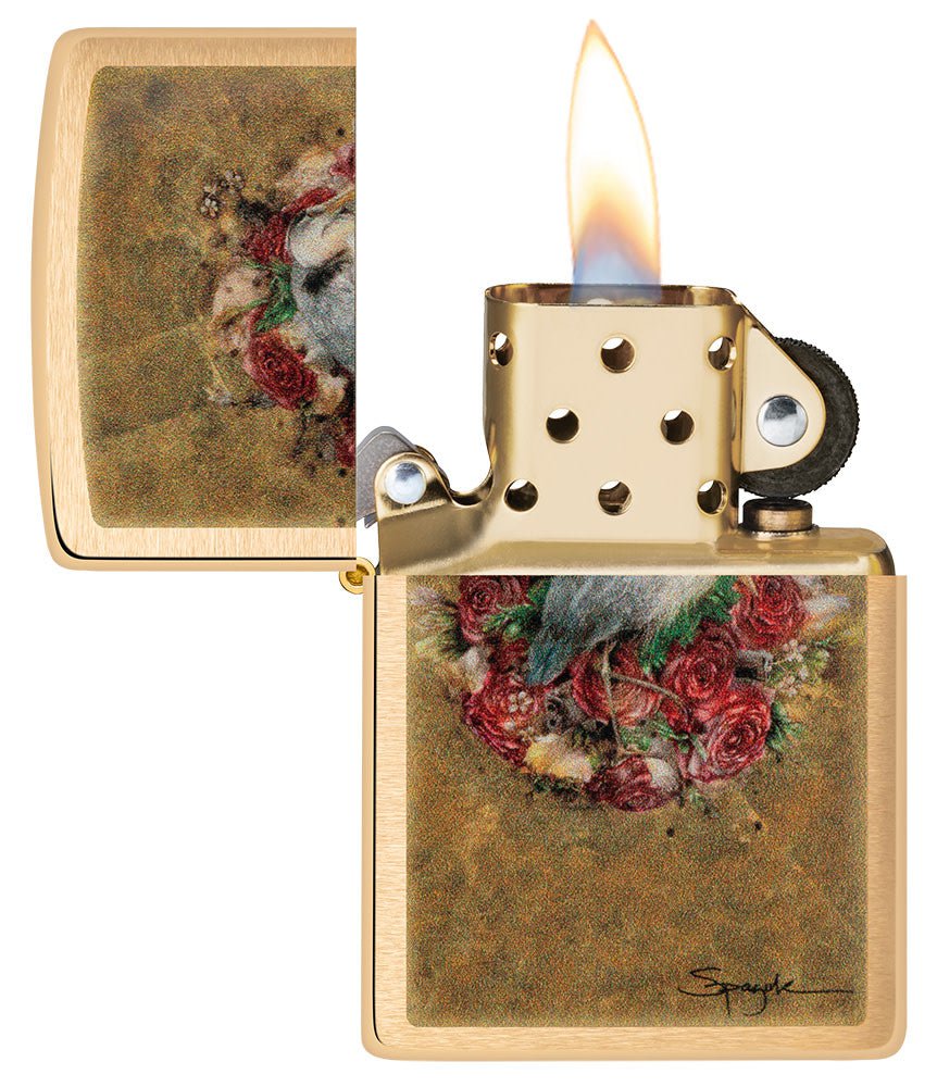 Zippo Spazuk Guns & Roses Design Brushed Chrome Windproof Lighter