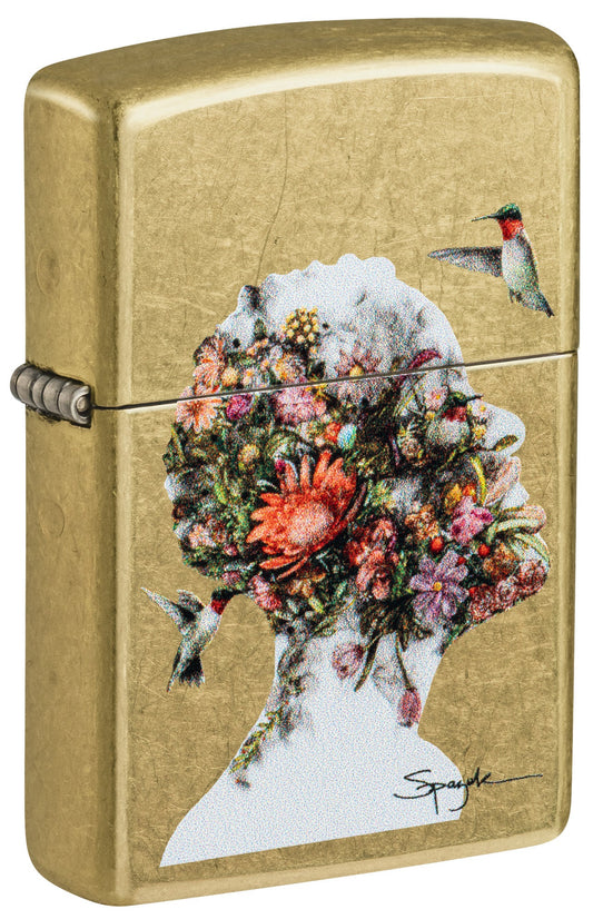 Zippo Spazuk Hummingbirds Design Street Brass Windproof Lighter