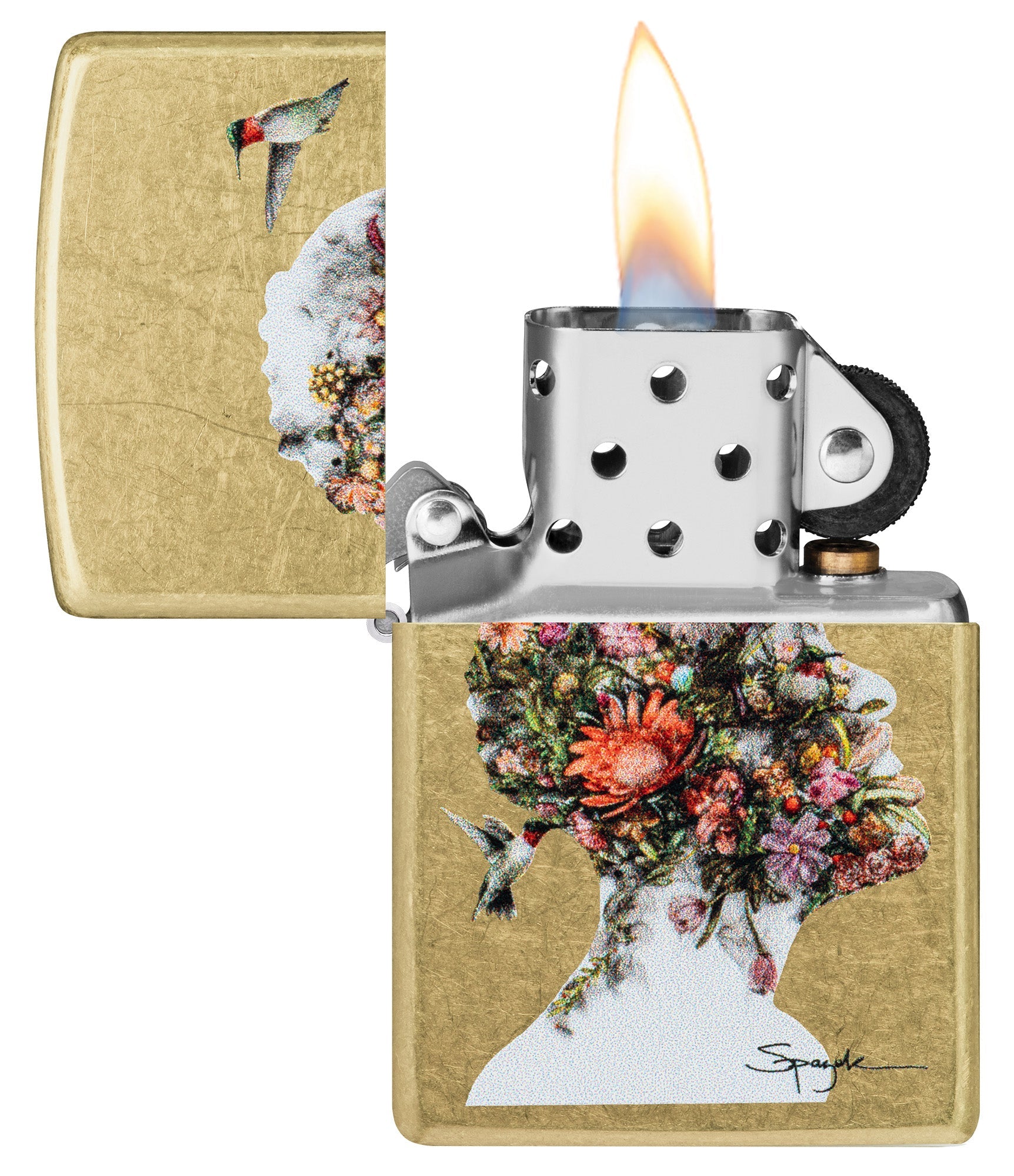 Zippo Spazuk Hummingbirds Design Street Brass Windproof Lighter