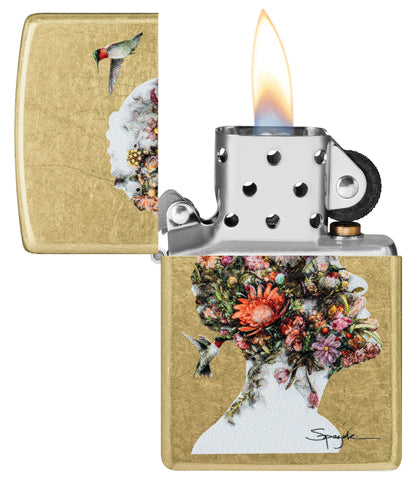 Zippo Spazuk Hummingbirds Design Street Brass Windproof Lighter