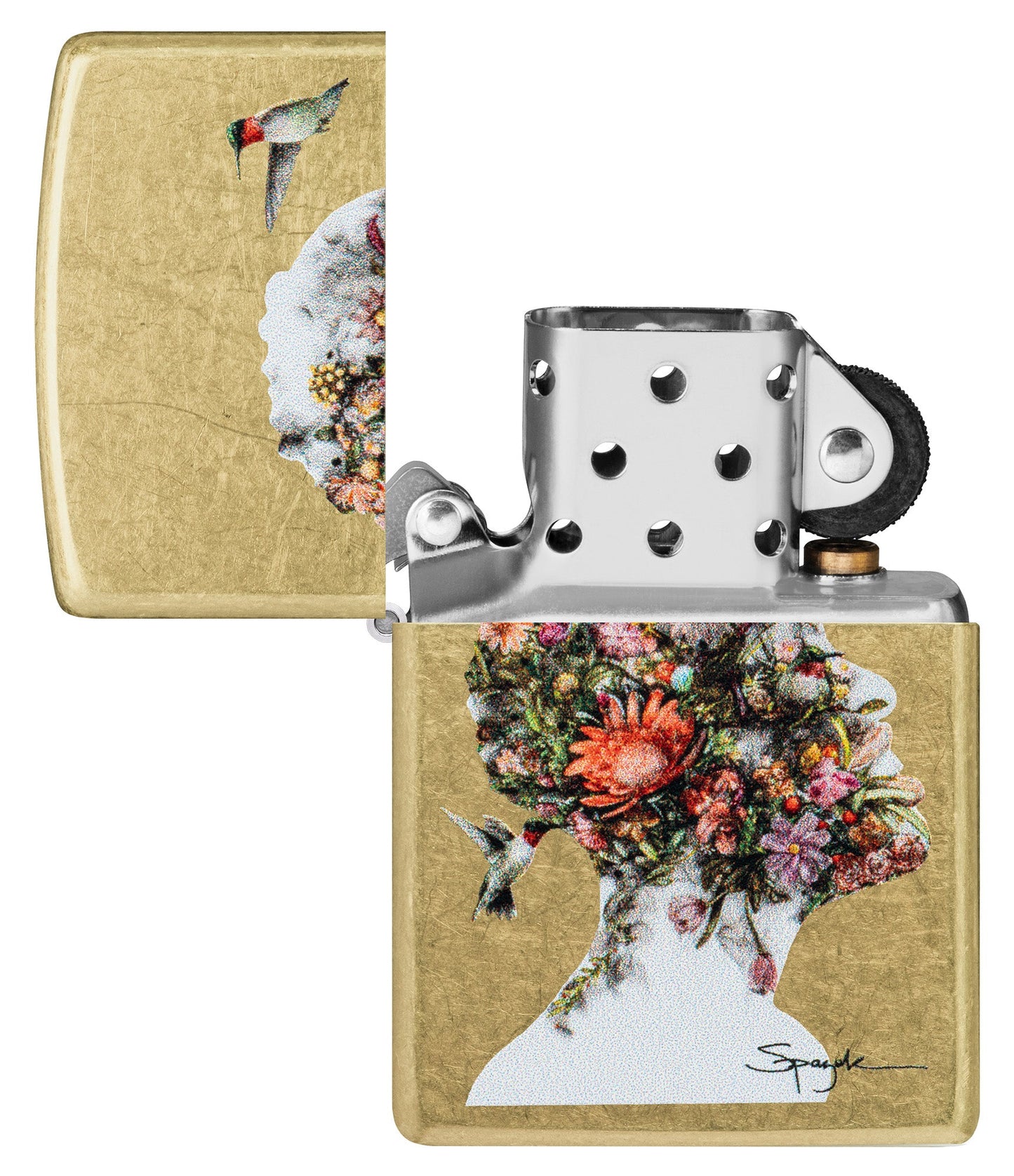Zippo Spazuk Hummingbirds Design Street Brass Windproof Lighter