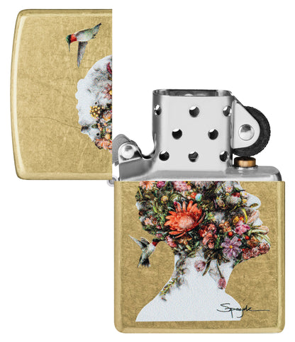 Zippo Spazuk Hummingbirds Design Street Brass Windproof Lighter