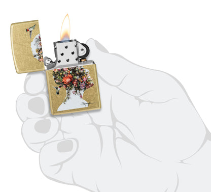 Zippo Spazuk Hummingbirds Design Street Brass Windproof Lighter