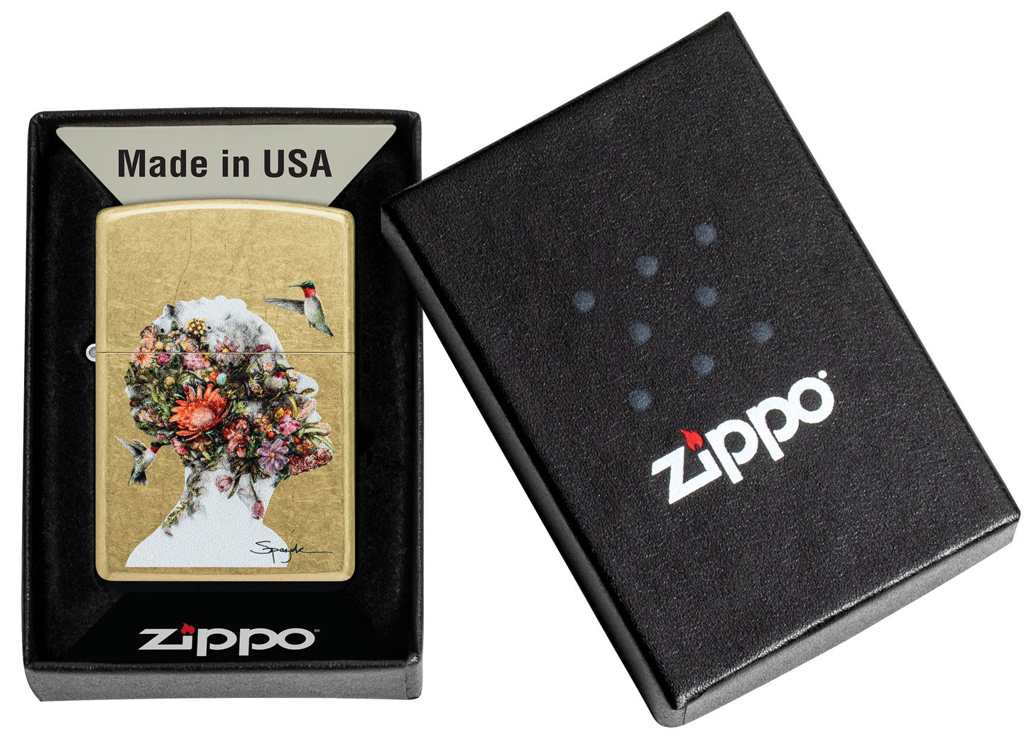 Zippo Spazuk Hummingbirds Design Street Brass Windproof Lighter