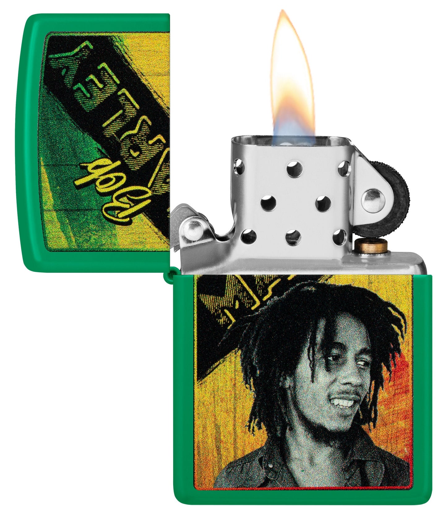 Zippo Bob Marley Grass Green Design Green Matte Windproof Lighter